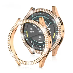 Diamond-Encrusted Protective Watch Case with Hard Bumper Finish for Galaxy Watch7 44mm (Rose gold)