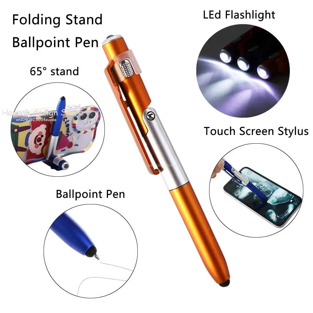 Office Multifunctional Night Reading Students Stationery Writing Pen Ballpoint Pen with LED Light Cellphone Holder Stylus multifunction pen ink ballpoint pen