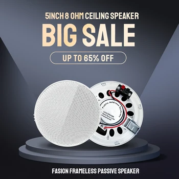 5 Inch Wall-mounted Ceiling Speaker 8ohm Impedance Full Range Stereo Sound Speaker Easy Install Background Music System SM805 1
