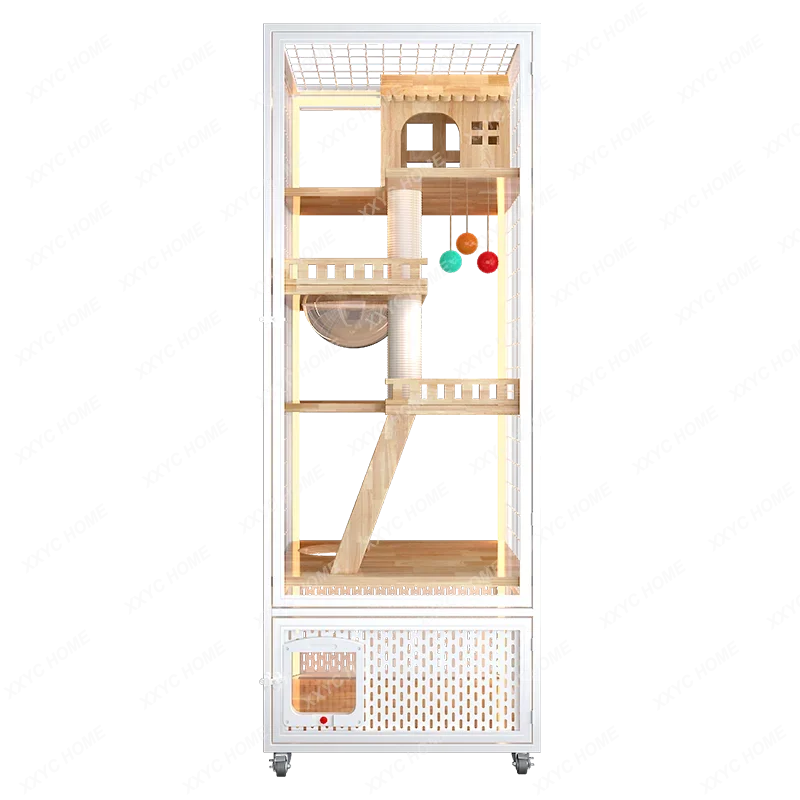 

Panoramic Cat Villa Home Indoor Cat Cabinet Solid Wood Cat Cage Does Not Cover an Area of Cat Nest Cat Villa Cattery