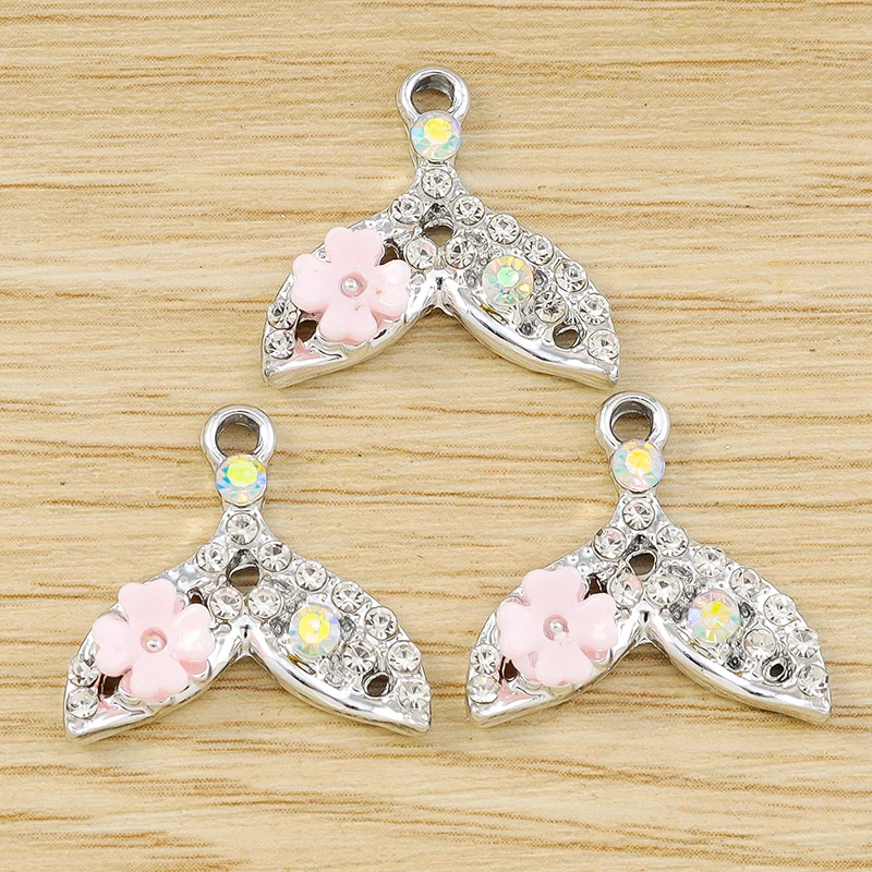 10 Stück 19 x 18 mm niedliche Kristall-Fischschwanz-Anhänger für die Schmuckherstellung, Ohrringe, Halsketten, Armbänder, DIY-Bastelzubehör – Detail 4
