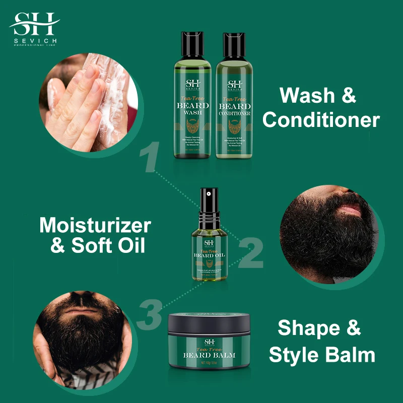 Tea Tree Fast Beard Growth Oil Beard Care For Men Moisturizing Conditioner Natural Mustache Growing Essential Oil Beard Care 5