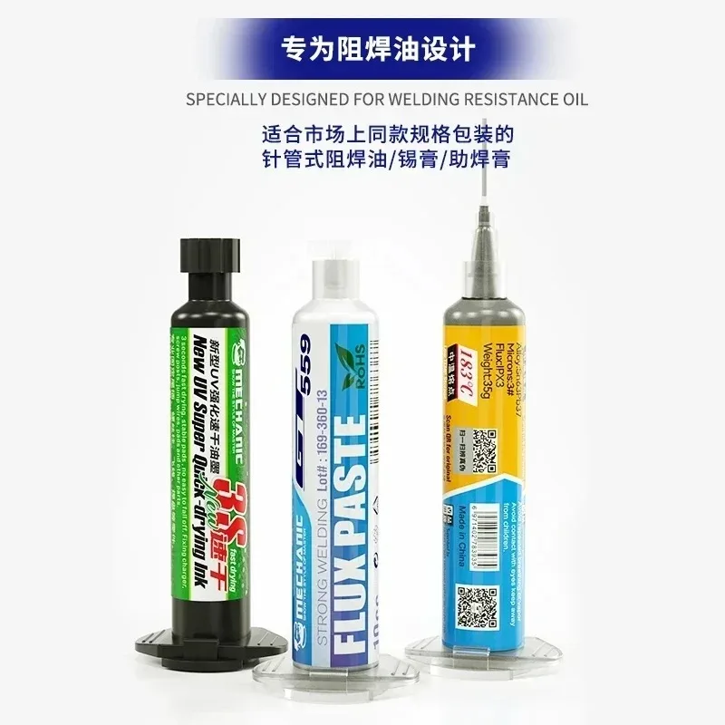 Soldering Flux Soldering Paste Reusable Syringe MECHANIC P09 Aluminum Alloy Tube Piston Solder Paste Flux Booster Manual Syringe Plunger Dispenser Propulsion Repair Tools