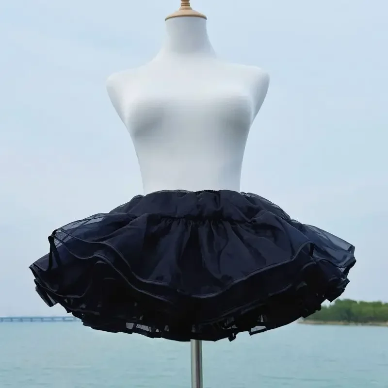 Flight Heaven Lolita-Petticoat, schwarz, ultraviolent, ohne Knochen, Netzstoff, Krinoline, kurzer, flauschiger Rock für süßen, klassischen Stil, 35 cm, 45 cm – Detail 11