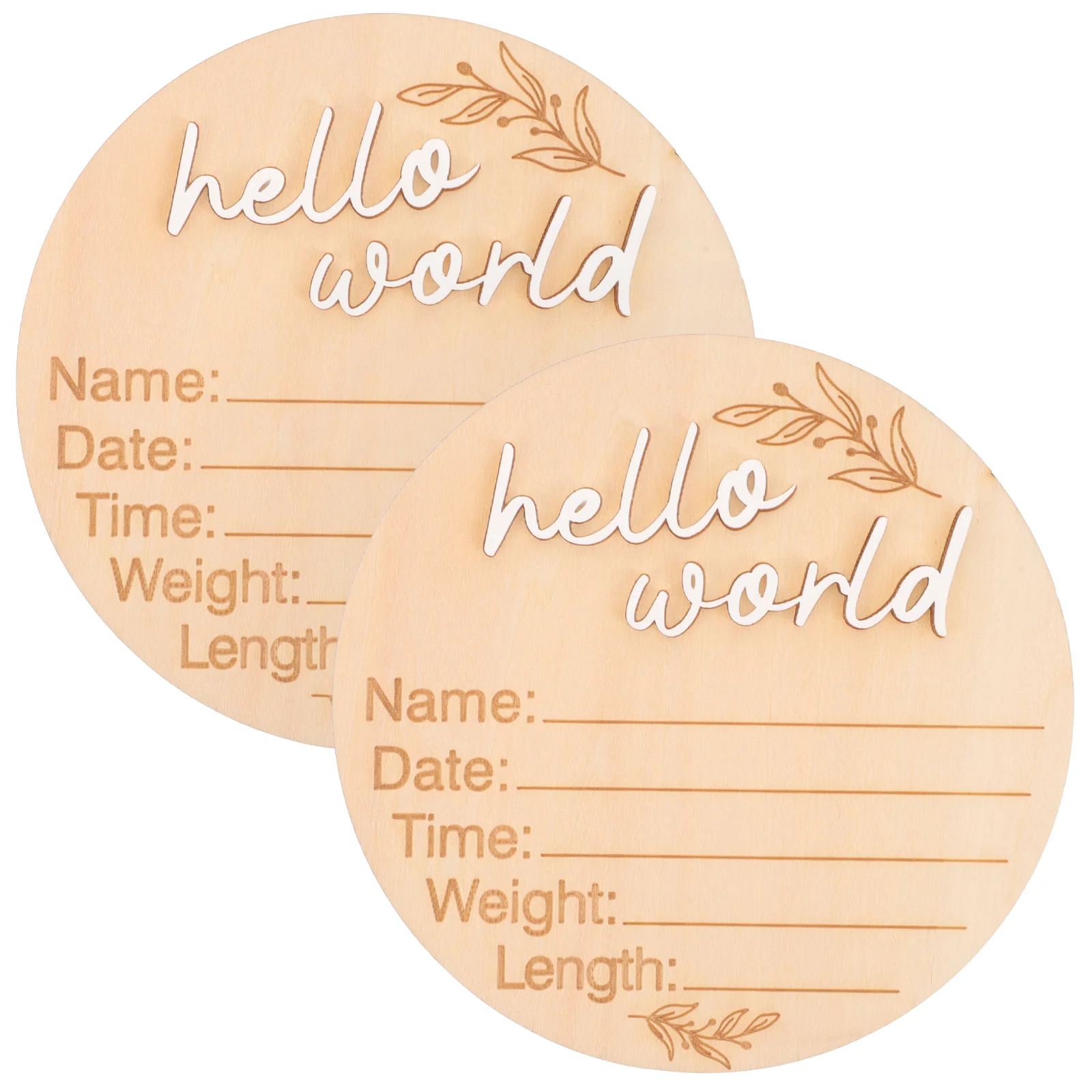 2 Pcs Sign Newborn Commemorative Plaque Baby Name Announcement Wooden Milestone Cards The Nursery Signs