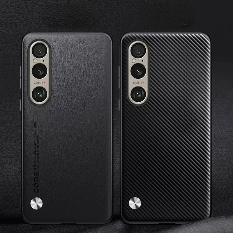 Carbon Fiber PU Leather Matte Shockproof Soft Frame Case with Bumper Design