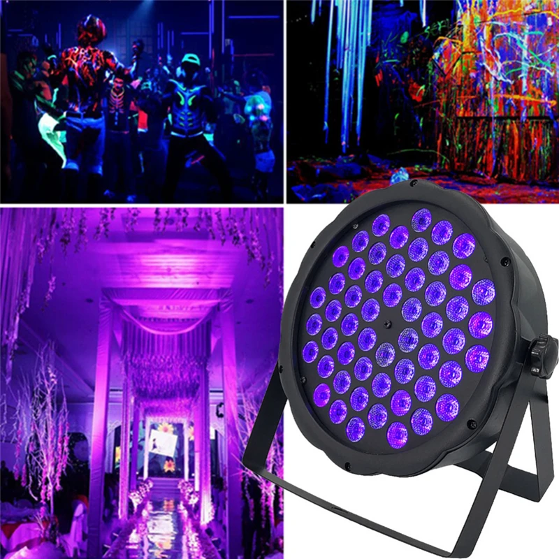 

UV Black Par Light 54LED DMX512 Sound Active Ultraviolet BlackLight DJ Disco Party Stage Lights Spotlight for Birthday Halloween