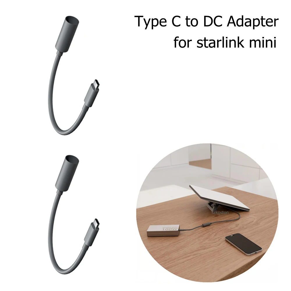 USB C to DC Power Cable for Starlink Mini 65W+ PD Compatible Outdoor Splash Proof Port Portable Extension Power Cord Durable PVC