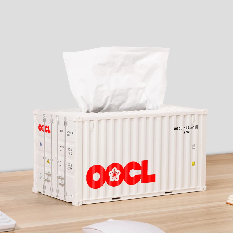 diecast truck Shipping Container Model Tissue Boxes Desktop Paper Holder Storage Napkin Case Organizer Ornament Craft Diecast Container Box toy boats Diecasts & Toy Vehicles