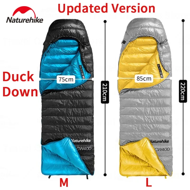 

Спальный мешок Naturehike CW400, зимний ультралегкий, водонепроницаемый, с утиным пухом, с капюшоном, для одного человека, походов, 750FP