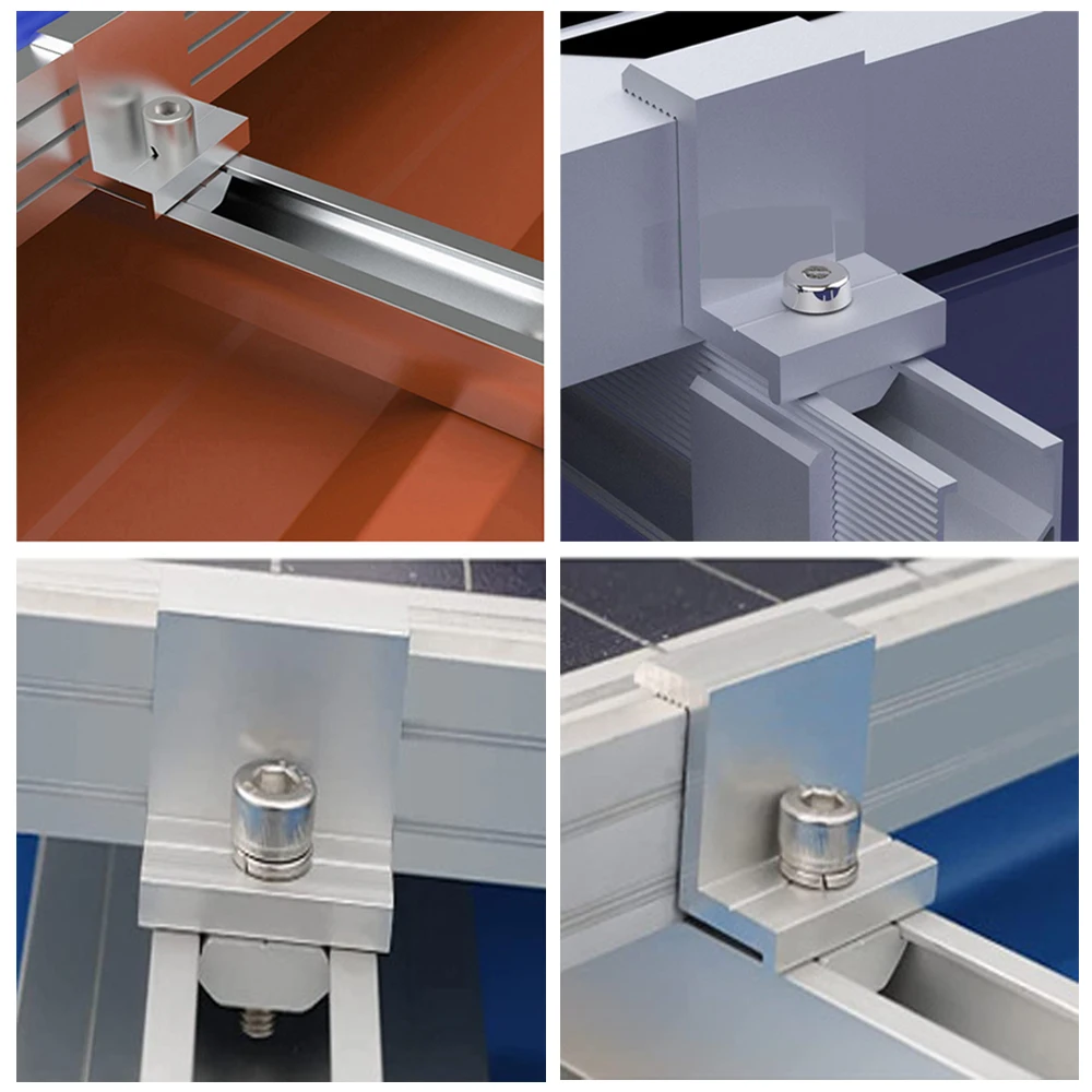Kit Supporto Per Pannelli Solari 30/35mm - Binari Alluminio Per Tetto Piano/Balcone - Fissaggio Moduli Fotovoltaici