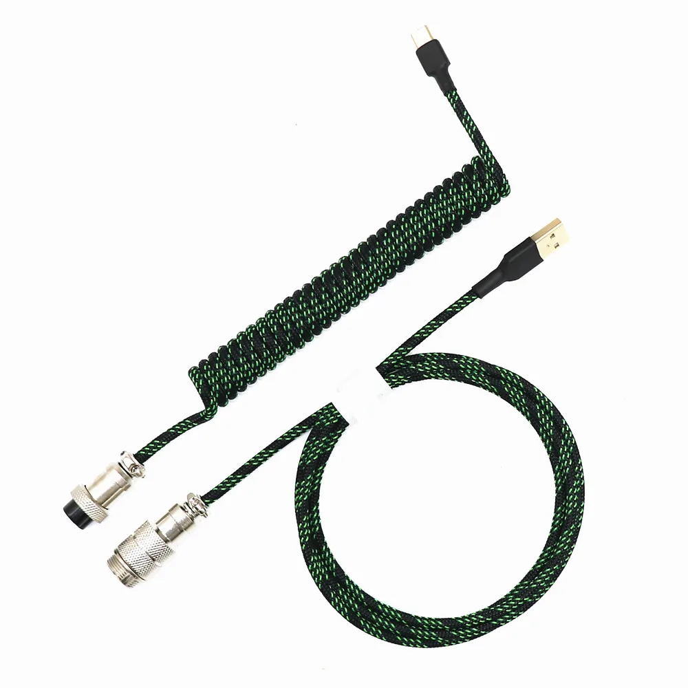 Cabo Enrolado Feito à Mão de Usb tipo c do Teclado da Bobina Mais Grosso l Forma Única Camada Sleeved Colorido Fosco Gx16 Elástico Cabo - Imagem 6