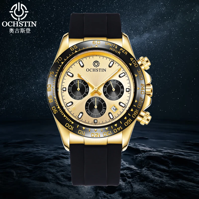 2023 OCHSTIN Men’s Watches Top Brand Big Sport Watch Luxury Men Silicone Quartz Wrist Watches Chronograph Gold Design Male Clock 2023 ochstin new top luxury leisure sports mens quartz time code watch waterproof multi functional quartz clock