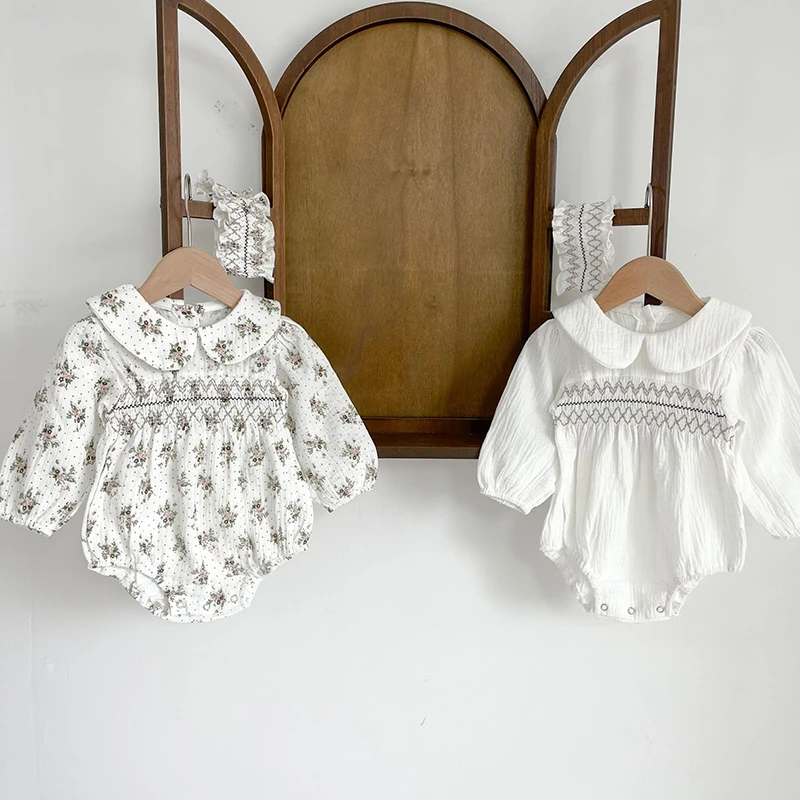 Baby Bodysuits for girl  New 2022 Spring Autumn Baby Girl Rompers Baby Girl Long Sleeves Floral Triangle Crawl Clothing Baby Girl Clothing Rompers cute baby bodysuits