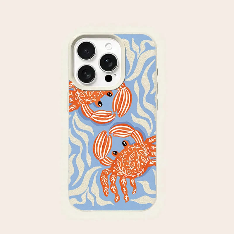 Vibrant Orange Crab Wave Shockproof Silicone Phone Case