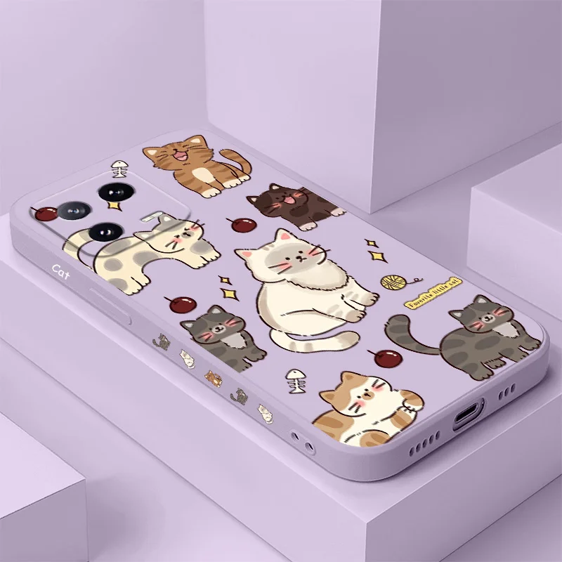 Adorable Cat Liquid Silicone Phone Case Cover
