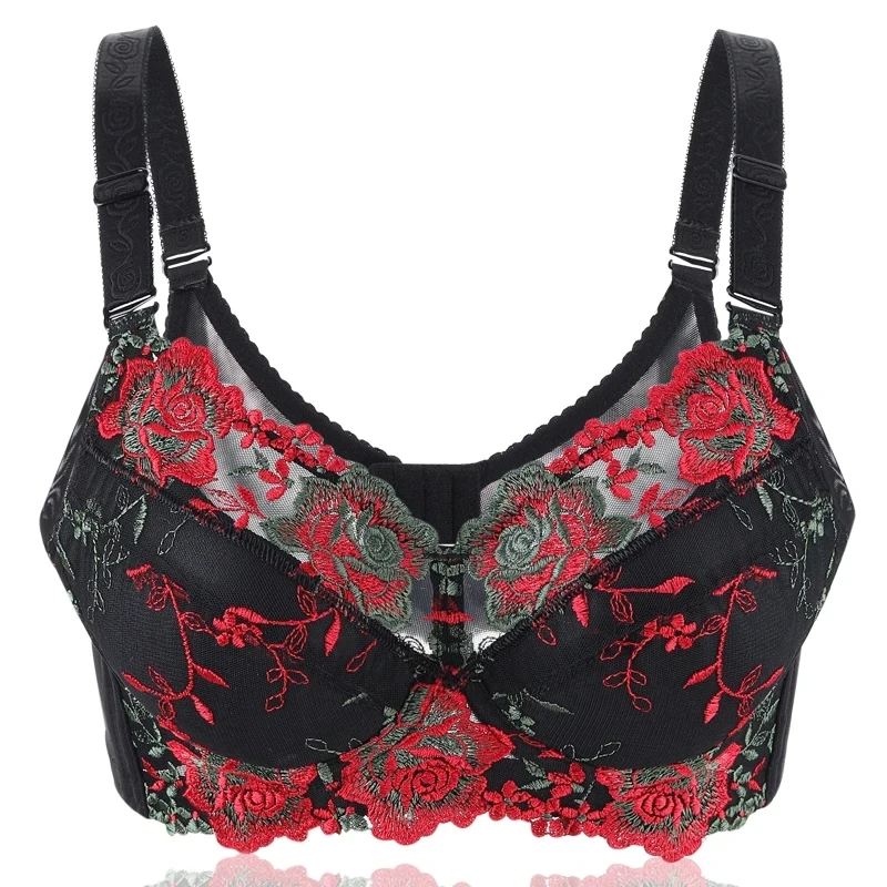 

Women's Full coverage Underwired Lightly Lined bra Floral Embroidered Bra 34 36 38 40 42 44 46 48 B C D E F G H