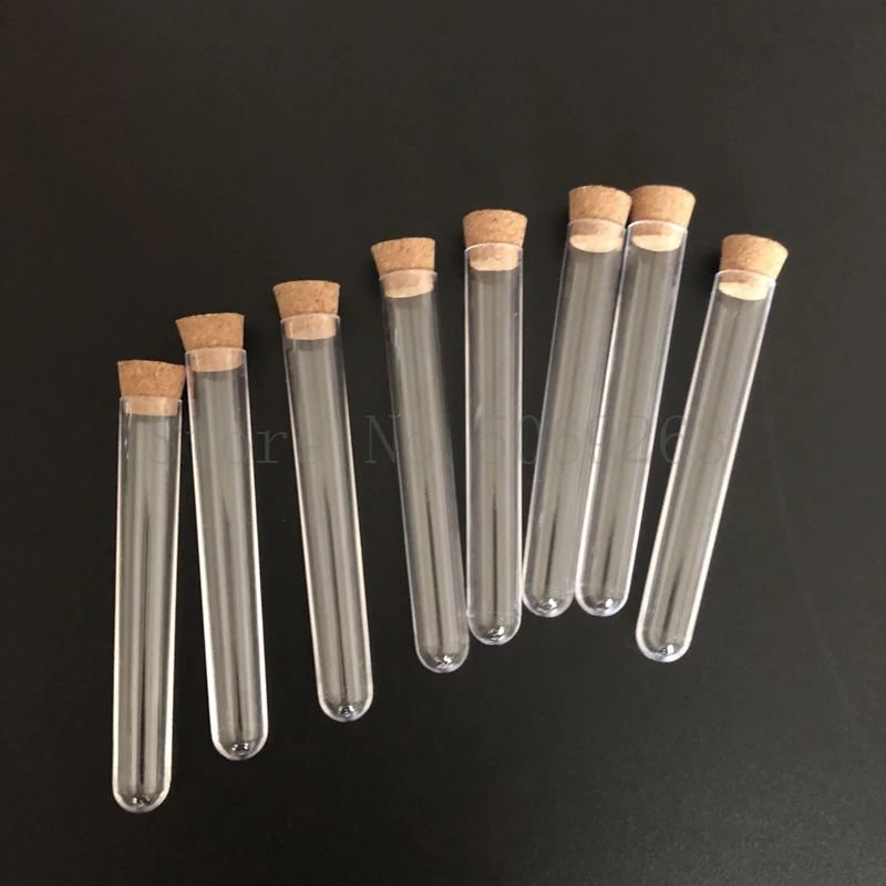 20Pcs Clear Plastic Test Tubes With White Push Caps, 12x100mm Sample Storage Tube Plastic Tubes With Lids For Laboratory Jewelry Beads Powder Spice Liquid Candy Storage