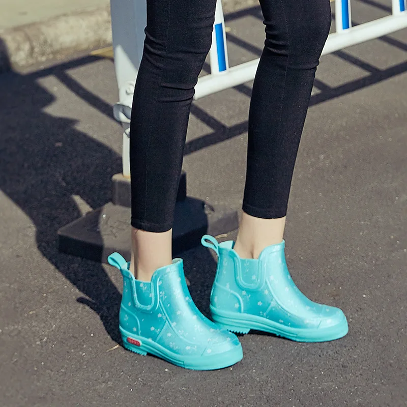 New 2023 Women Fashion Ankle Rain Boots Waterproof Casual Non-slip Rainboots Female Garden Shoes Waterproof Wellies