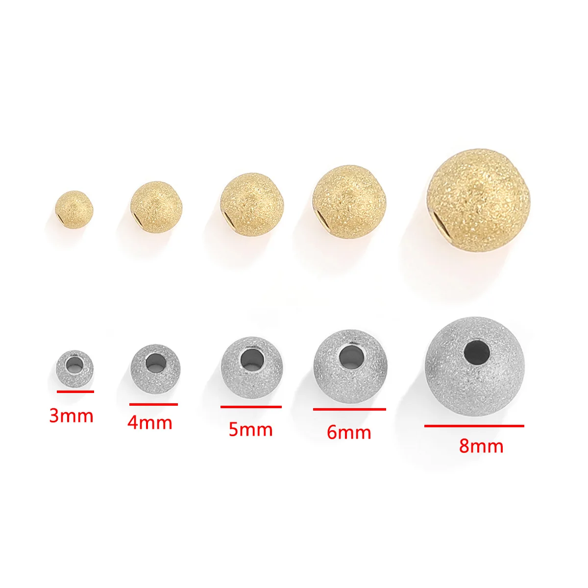 Stainless Steel Frosted Solid Drilled Steel Ball Titanium Steel Bracelet Beaded DIY Accessory Beads 2