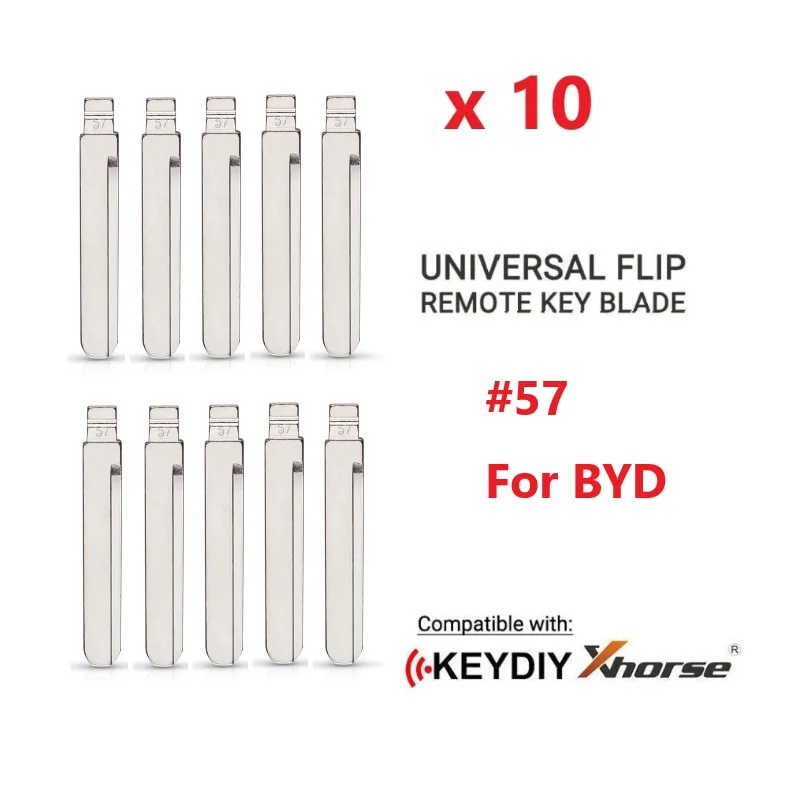 10PCS 57# Key Blade For KD VVDI JMD Remote For BYD Flip Remote Blade (Left Slot)Replacement Locksmith Tool No.57 Blade keychannel 10pcs lot folding car key blade 76 uncut car flip remote blank for keydiy kd vvdi xhorse for jac locksmith tool