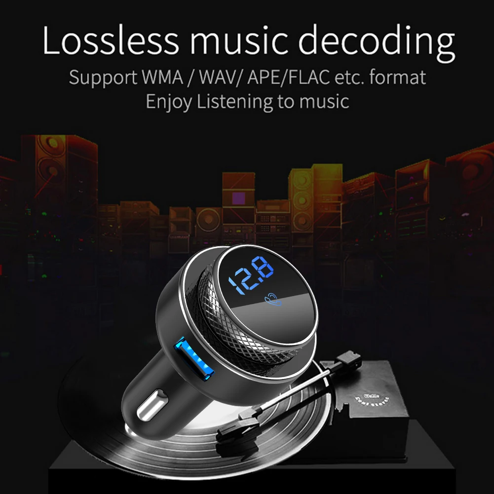GC16 Car FM Transmitter Wireless Modulator Bluetooth-compatible Handsfree TF U Disk MP3 Player QC3.0 Dual USB QC3.0 Fast Charger