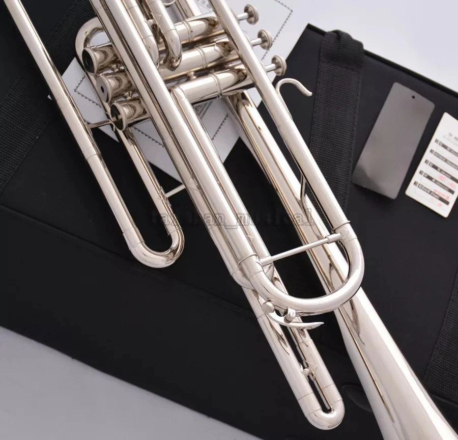 Professional Silver nickel Bb Bass Trumpet 3 Piston Vavles Horn With Case