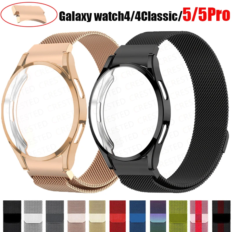 

Case+Strap For Samsung Galaxy Watch 5/4 Classic 44mm 40mm 46mm No Gaps Magnetic Metal belt Bracelet Galaxy Watch5 pro 45mm Band