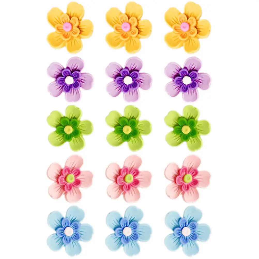 15Pcs 꽃 모양의 압정핀 섬세한 수지 푸시 핀 다기능 사무실 홈 데스크 액세서리 코르크 보드 용품