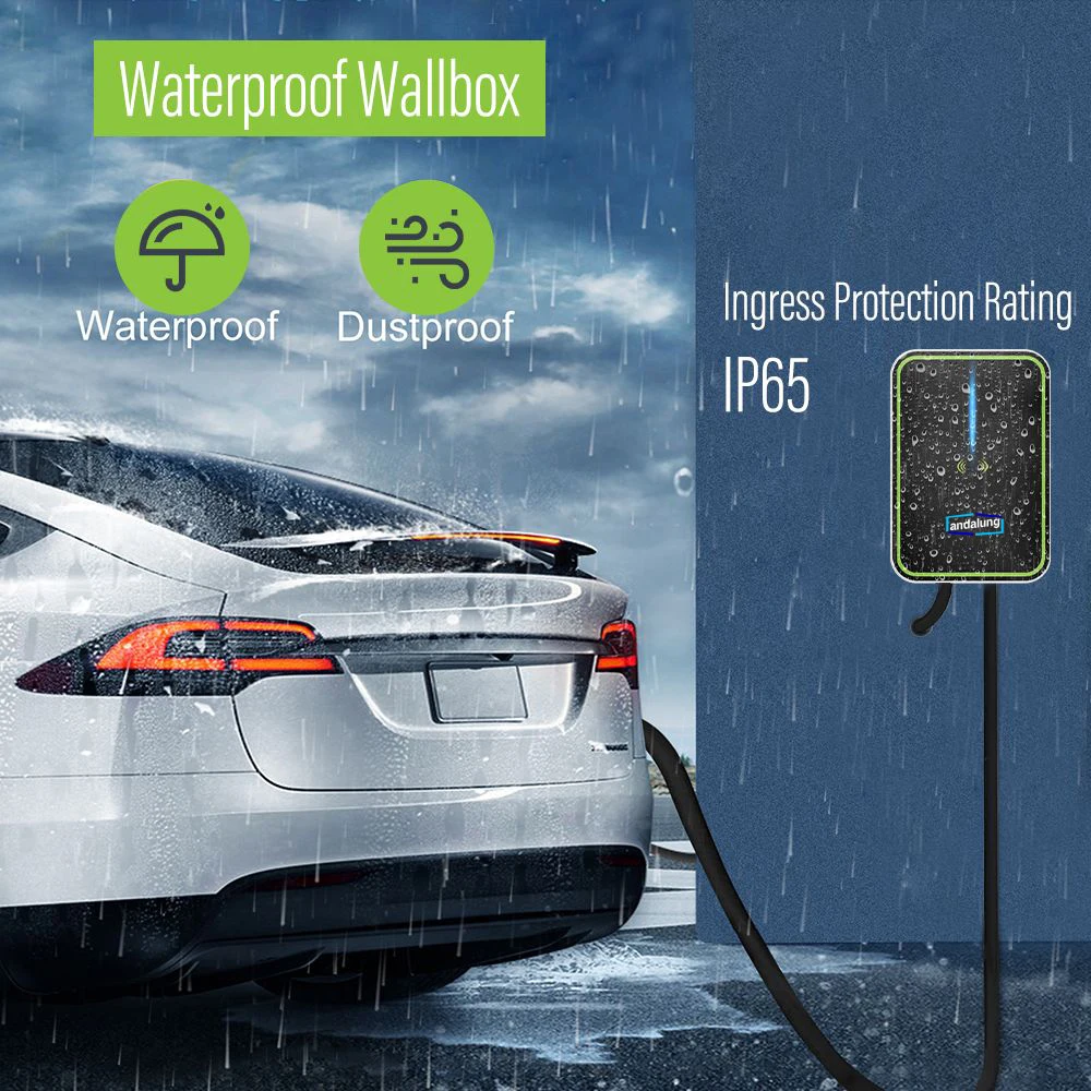 Andalung EV 충전기 타입 2 16A 3 상 플러그 EVSE 월박스 전기차 충전 스테이션, 5M 케이블, 11KW