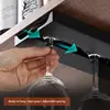 2pcs Wine Glass Holder Wall Mounted Punch-free Hanging Glass Cup Rack Glassware Drying Cabinet Storage Kitchen Shelf Organizer 2