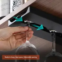 2pcs Wine Glass Holder Wall Mounted Punch-free Hanging Glass Cup Rack Glassware Drying Cabinet Storage Kitchen Shelf Organizer 2