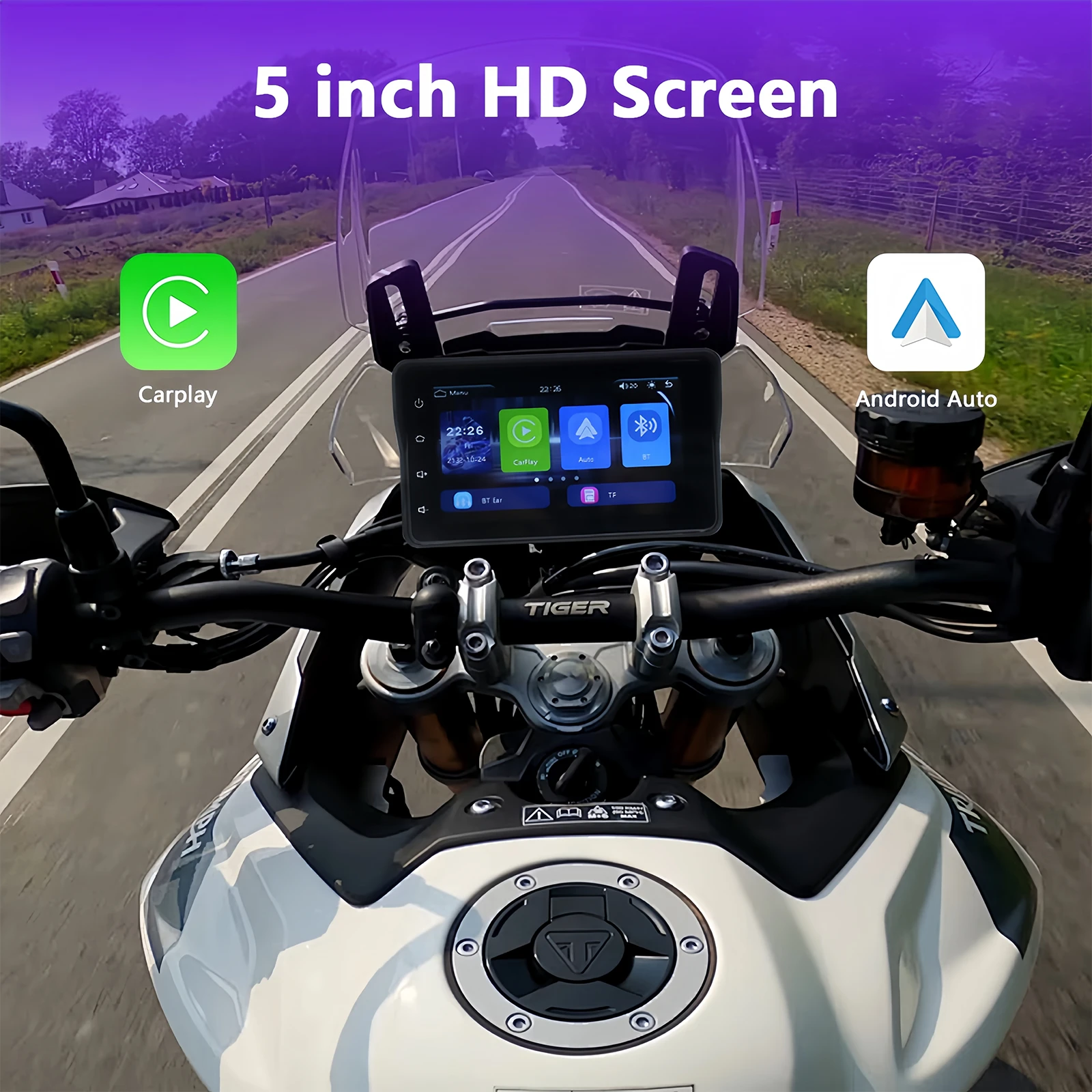 

Waterproof Outdoor Motorcycle Navigator 5Inch 600Nit Screen with Dual 1080P Cameras Support Wireless Carplay Android Auto DVR