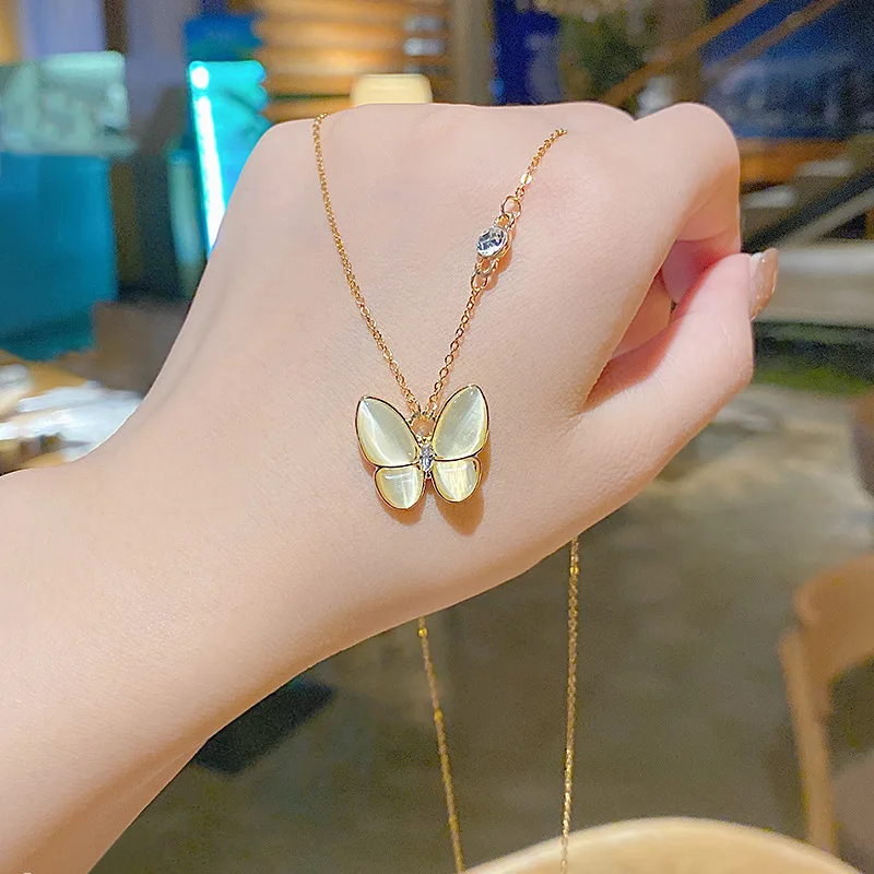 

Opal butterfly necklace online red temperament choker
