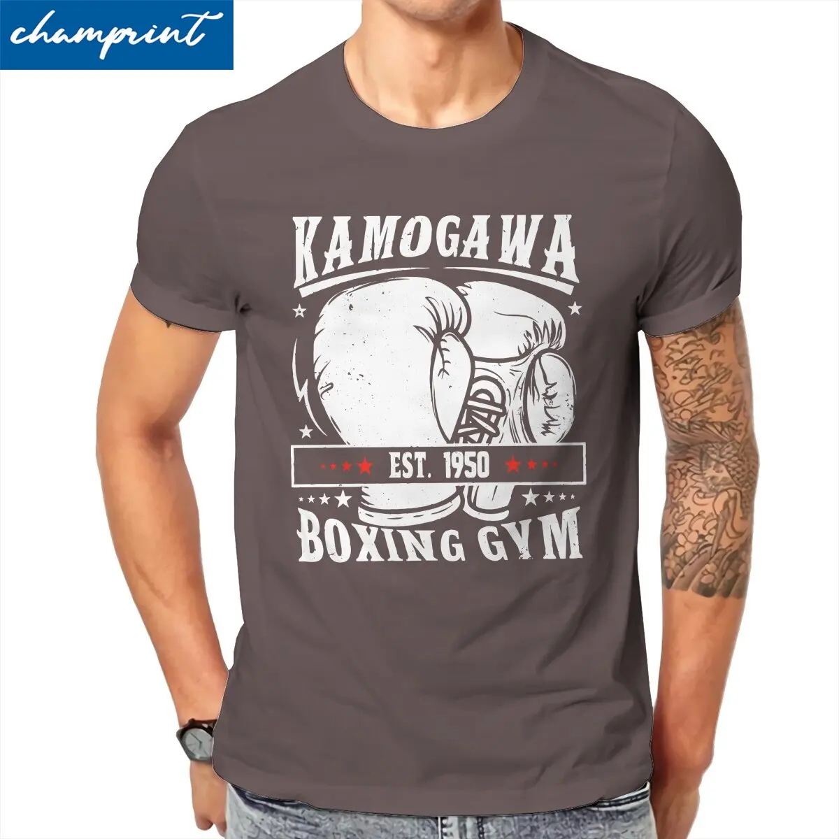 

Men's T-Shirts Vintage Boxing Hajime No Ippo Kbg Casual 100% Cotton Tee Shirt Short Sleeve T Shirts Crew Neck Clothes Plus Size