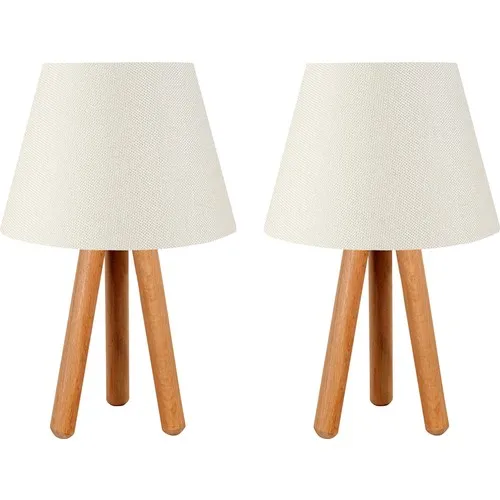 

Bysay Dual 3 to Legged Tripod Wood Lampshade Table Lamp Cream