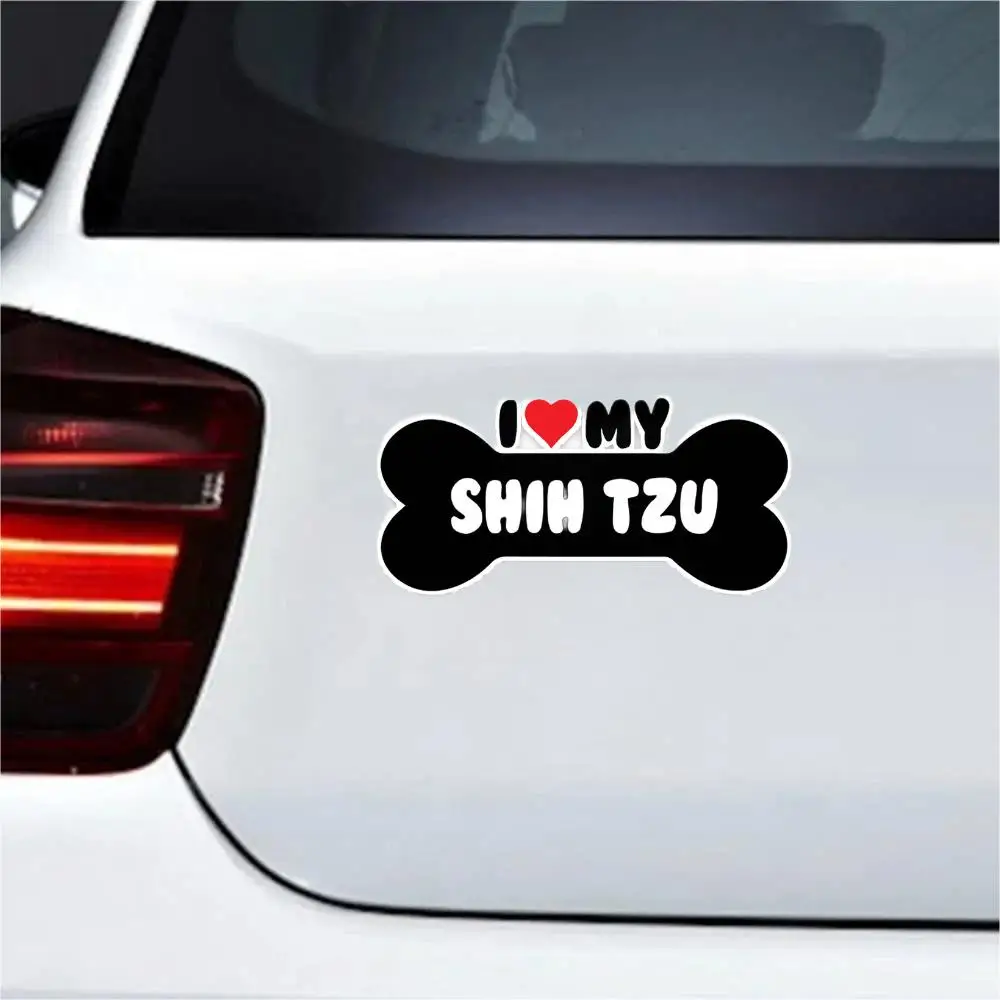 

I Heart My Shih Tzu Dog Bone Car Sticker Sunscreen Decal Laptop Motorcycle Auto Waterproof Refrigerator Accessories Decoration