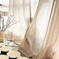 1Panel,Linen Gauze Curtains,Japanese Hemp Material,Log Wind,Balcony Bay window,Living Room,Bedroom Gauze Curtains 2