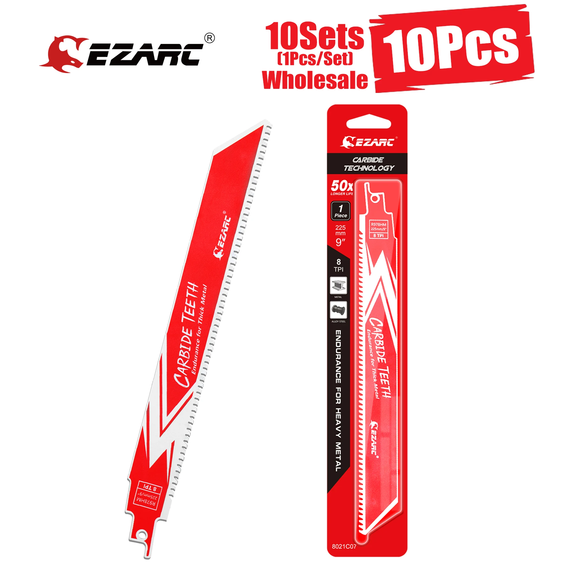 EZARC 10Sets/10Pcs Carbide Reciprocating Saw Blades Endurance Saber for