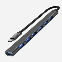 7 - Port USB 3.0 Hub with Type - C OTG Adapter for Enhanced Connectivity (Type - c Black)