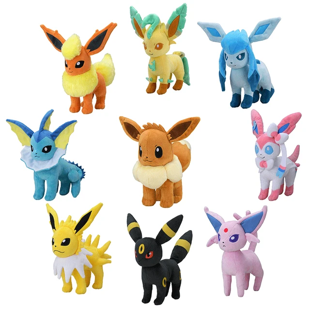 Nova evolução pokemon eevee brinquedo de pelúcia flareon vaporeon jolteon  espeon umbreon glaceon leafeon sylveon boneca