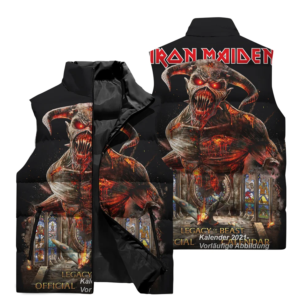 thumbnail image 1 of Chaleco con estampado de terror 3D para hombre, para exteriores, para acampar, viajes, resistente al viento, con cuello alto y bolsillo con cremallera, 1 of 5