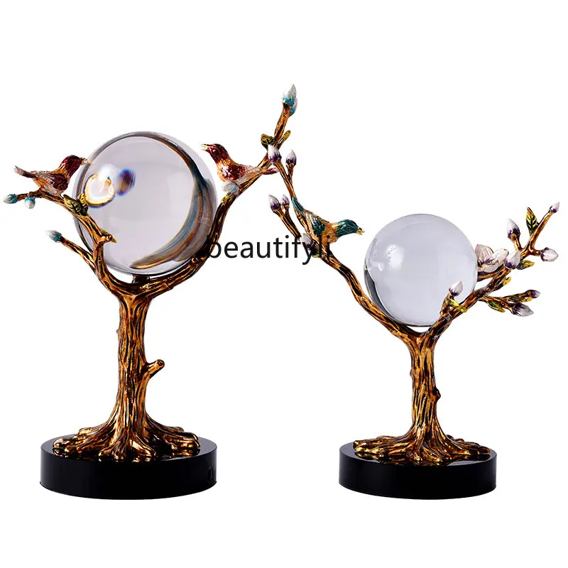 

yj New Chinese Enamel Crystal Ball Decoration Fortune Furnishings Decorations