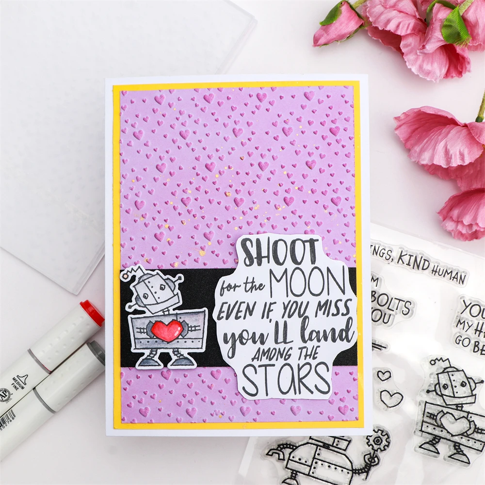 Plastic Embossing Folder Embossing Folder Assorted Size Love Heart Doodle 3D Embossing Folder Stencil for DIY Scrapbooking