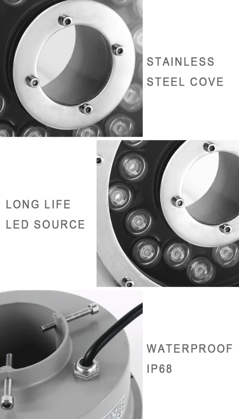 Description Picture 6 of item12V/24V RGB LED Underwater Light With Remote Control IP68 Waterproof Swimming Pool Garden Spotlight Fountain Pool Lighting Decor