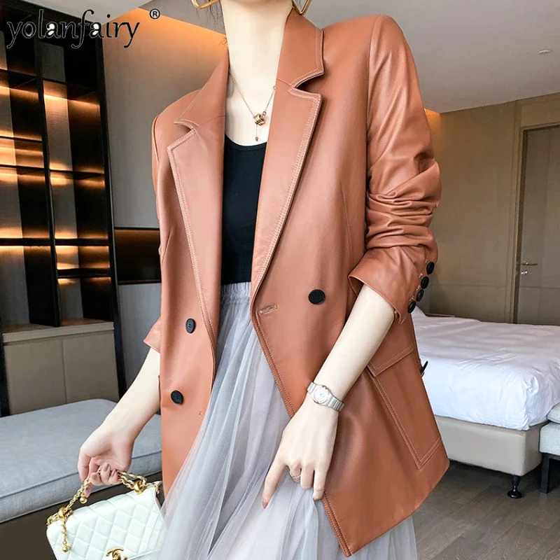 

Женская куртка из натуральной овчины, осенняя Повседневная модная куртка в британском стиле