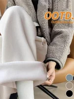 Women's Autumn Winter Thiened Fce Wide Leg Pants Casual Straight Cut High Waist Nine Points Korean Sle Trousers - Image 3