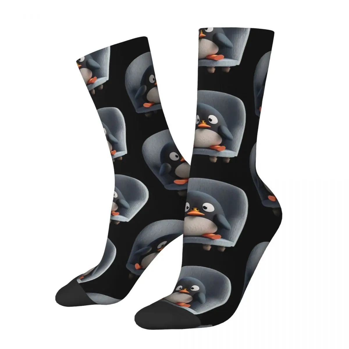 

Angry Pingu Sitting On Chair Unisex Winter Socks Windproof Happy Socks Street Style Crazy Sock