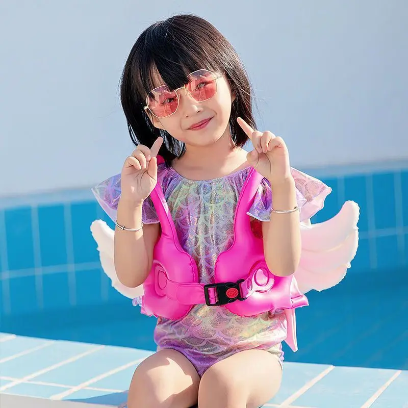 Swim Vest Life Jacket for Kids 2-8Y with Security Buckle Floats for Toddlers Inflatable Floaties Swim Training Pool Accessories