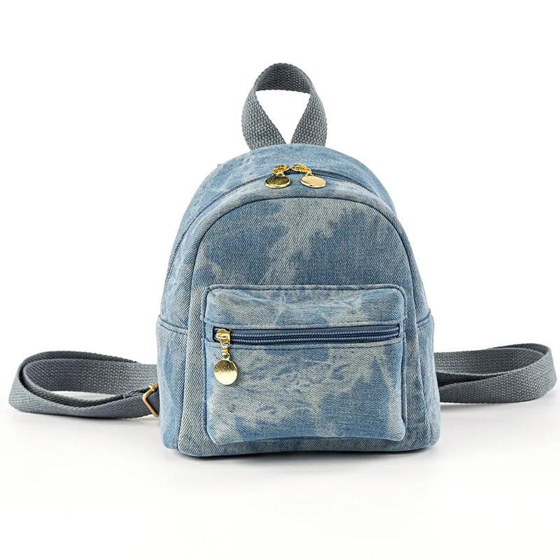 Personalized Customization Mini Vintage Denim Backpack Women's Forest Versatile Schoolbag High Beauty Women's Backpack 5